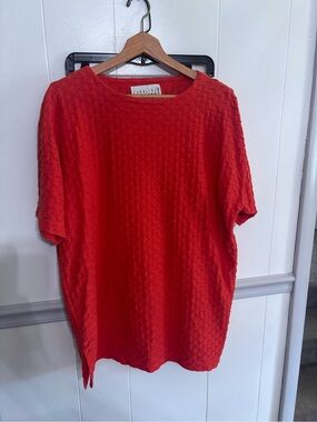 Carolina Colours  Red Textured Knit Short-Sleeve Top
